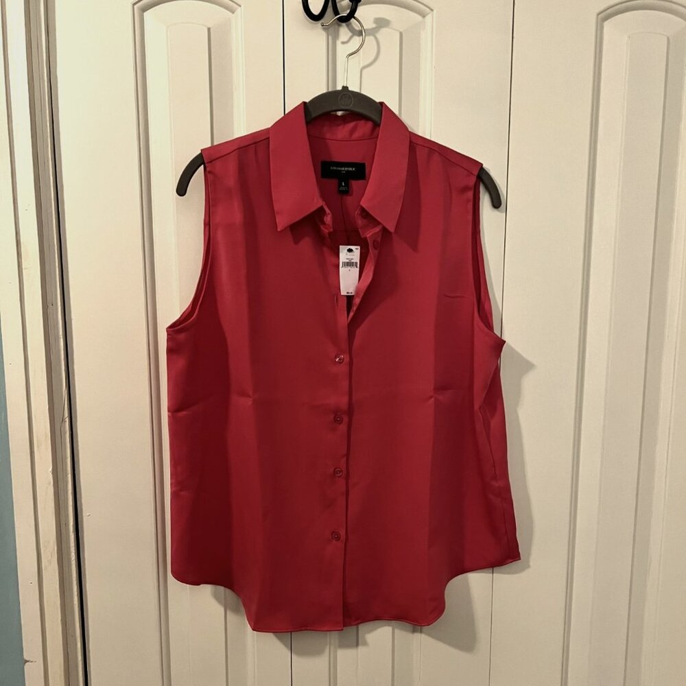 Red Banana Republic Silky Collared Top Size L NWT
